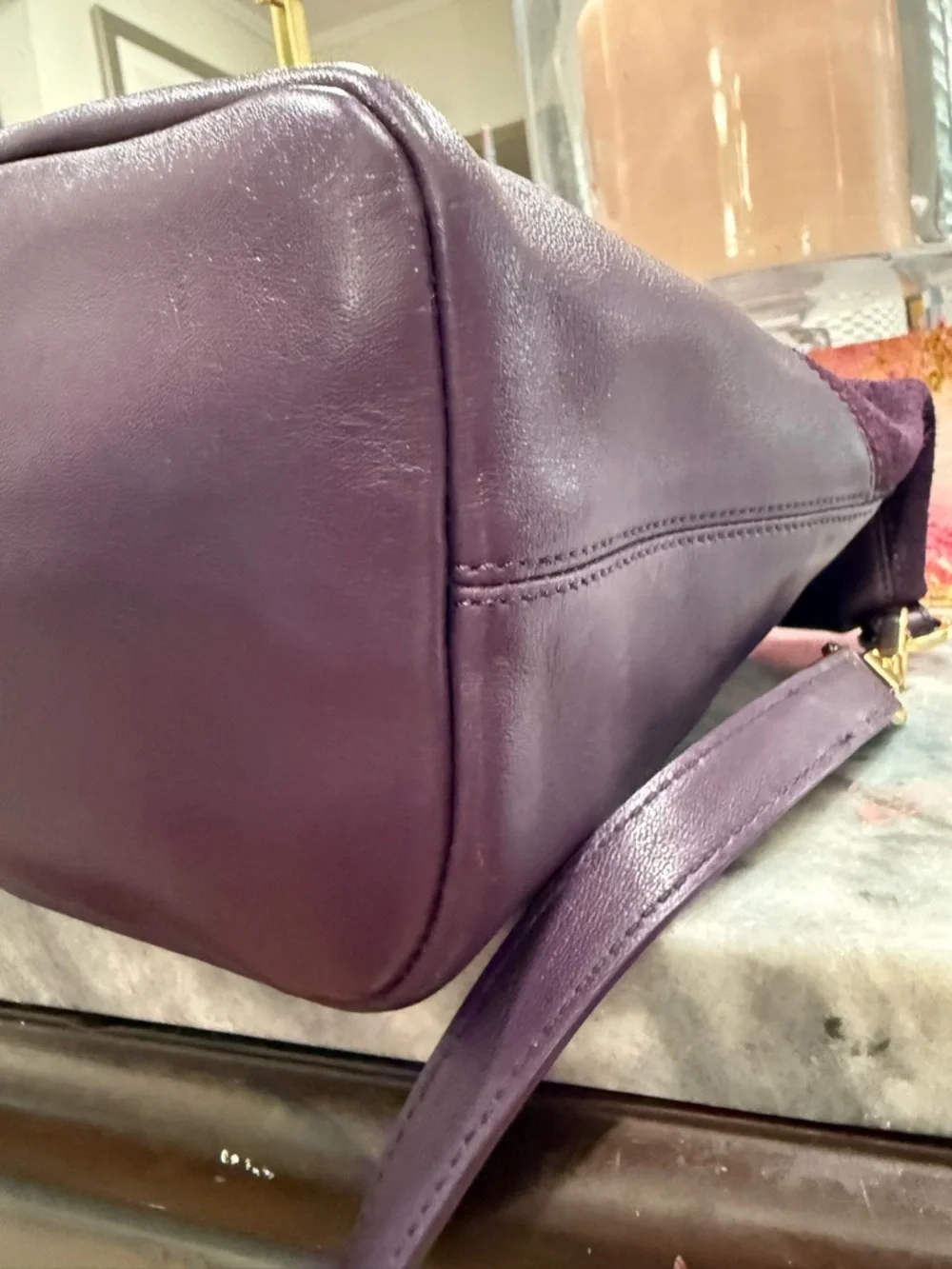 Tory Burch Natalie Satchel. 14”x 5 1/2 x 11 1/2”. Pristine Condition. Wine Color - Picture 7 of 11
